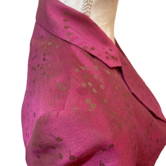 Vintage 1990’s Zion barbie pink print fitted lined blazer floral metal button 2 - Picture 11 of 14
